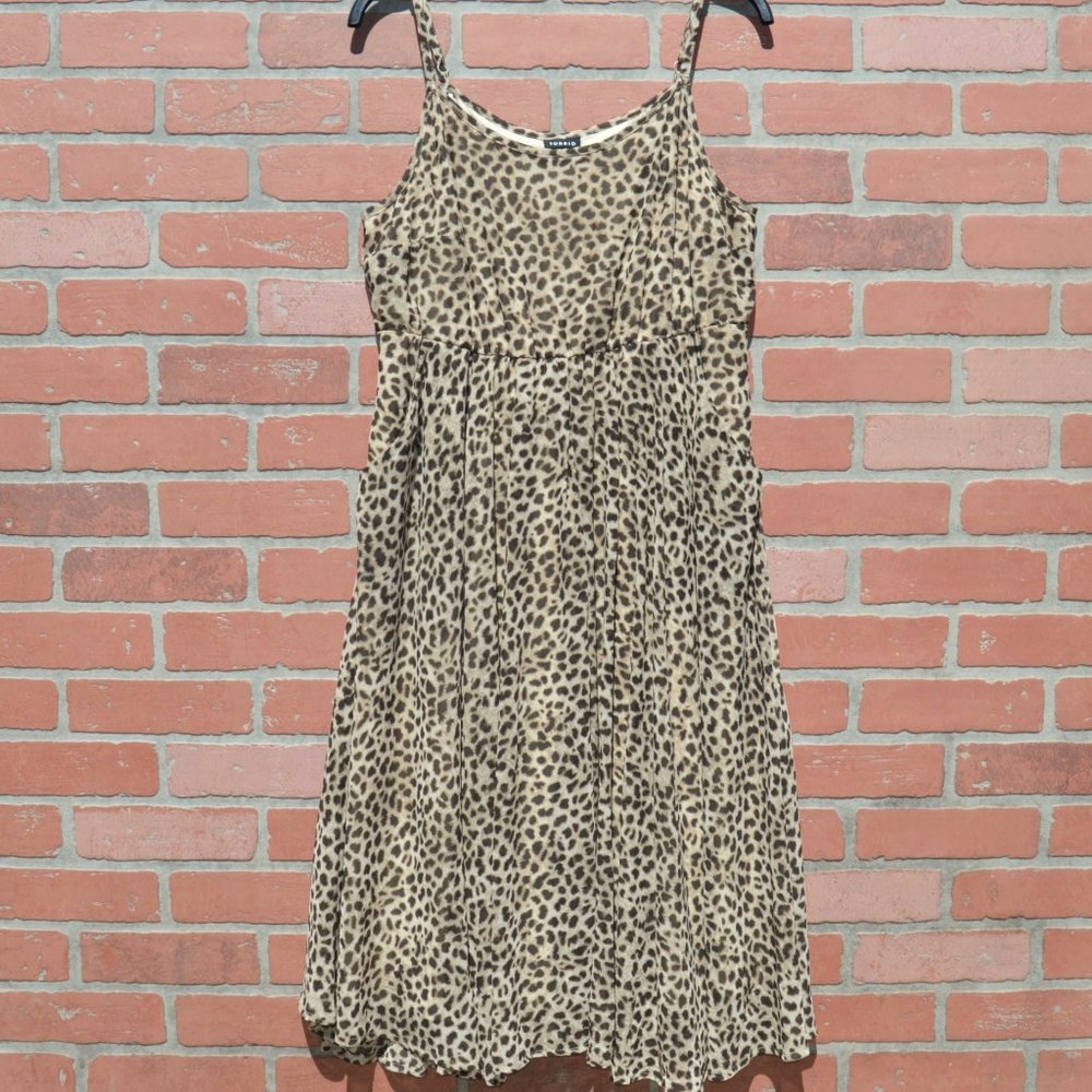Torrid Leopard Print Chiffon Midi Dress Size 0 - Picture 4 of 8